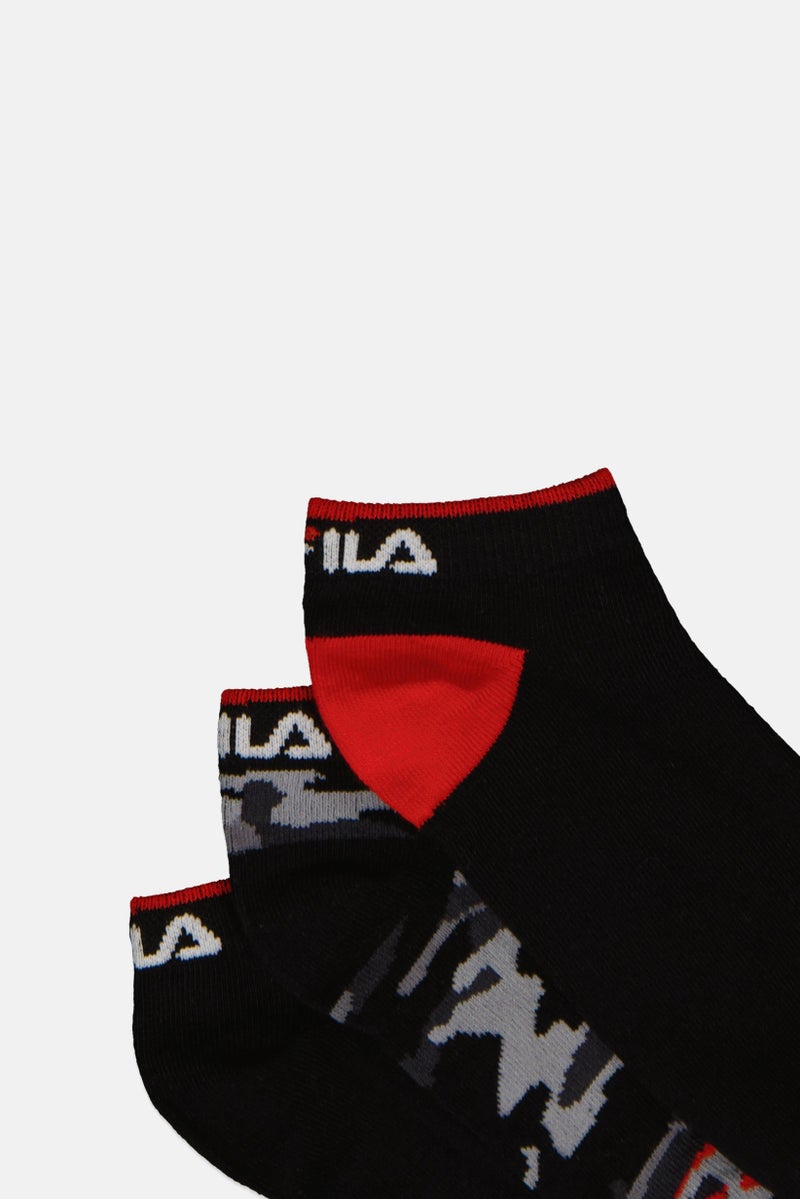 FILA Kids Boy 3 Pairs Brand Logo Invisible Socks, Multicolor - Image 2